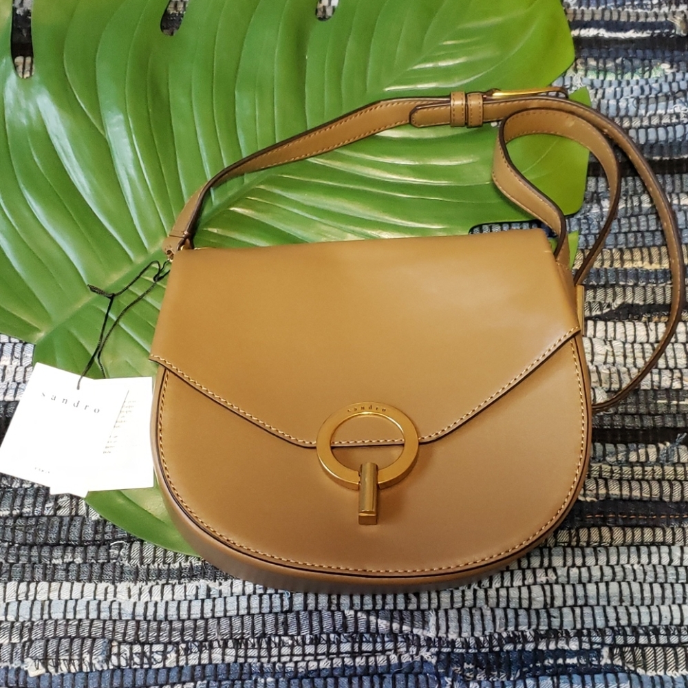 Sandro Alezan Pepita Leather Crossbody Shoulder